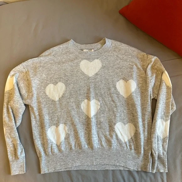 Z Supply | Tops | Z Supply Grey Heart Sweater Large Gray | Poshmark